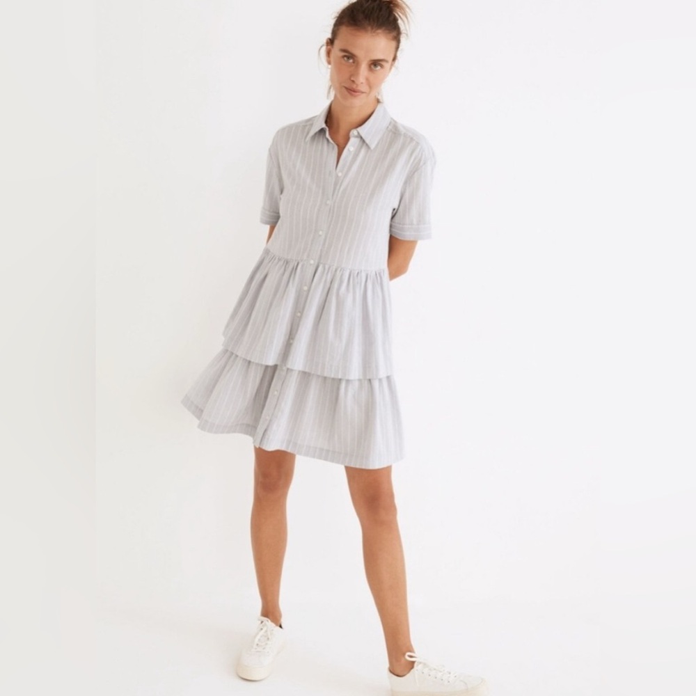 Madewell Tiered Resort Shirtdress in Stripe